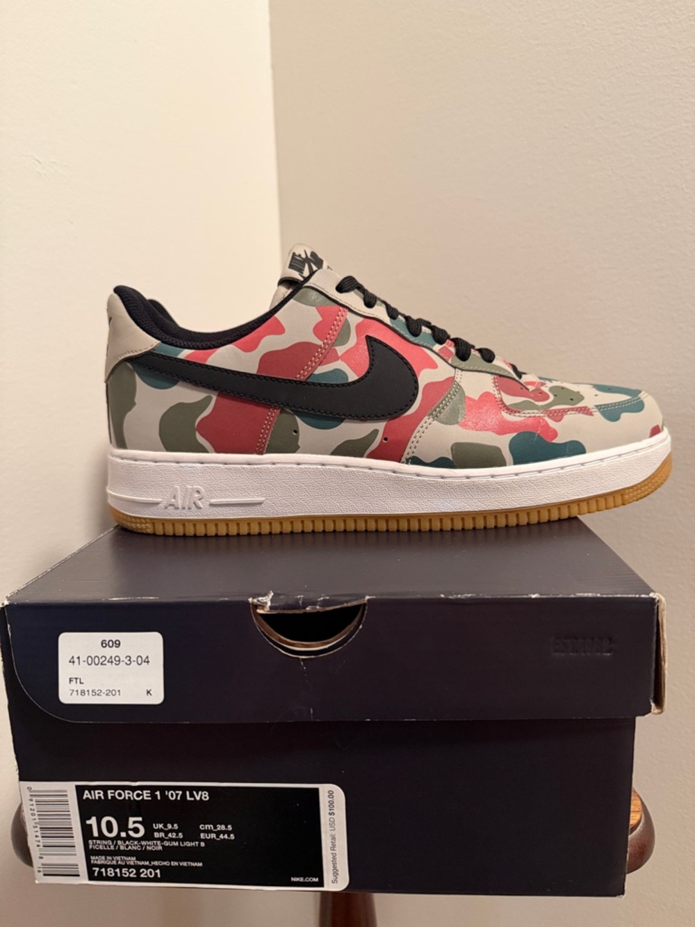 Nike Air Force 1 Low Camo Sneakers - Green, Pink, Tan, Black - Picture 6 of 13